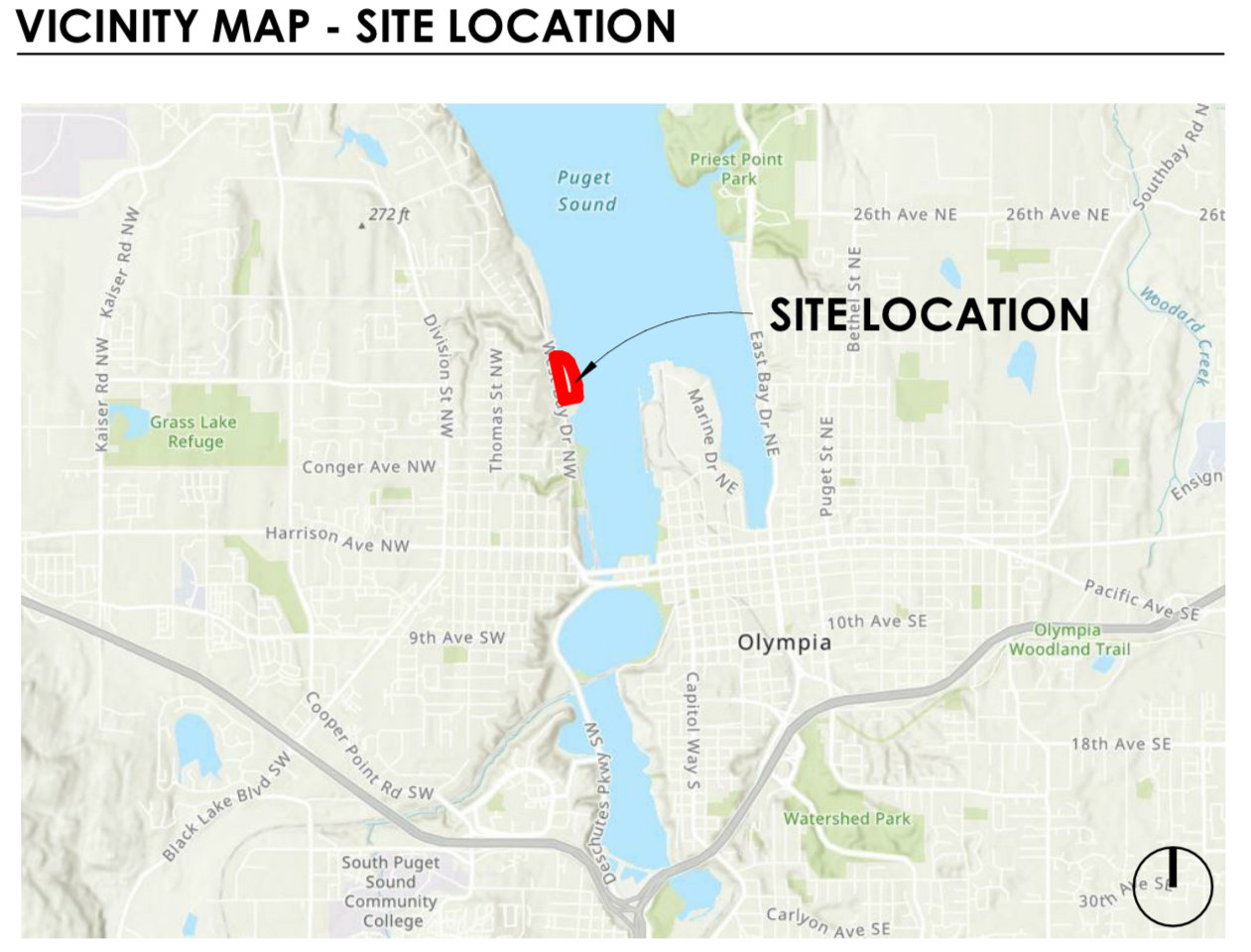 Location of 1210 West Bay Drive NW, Olympia